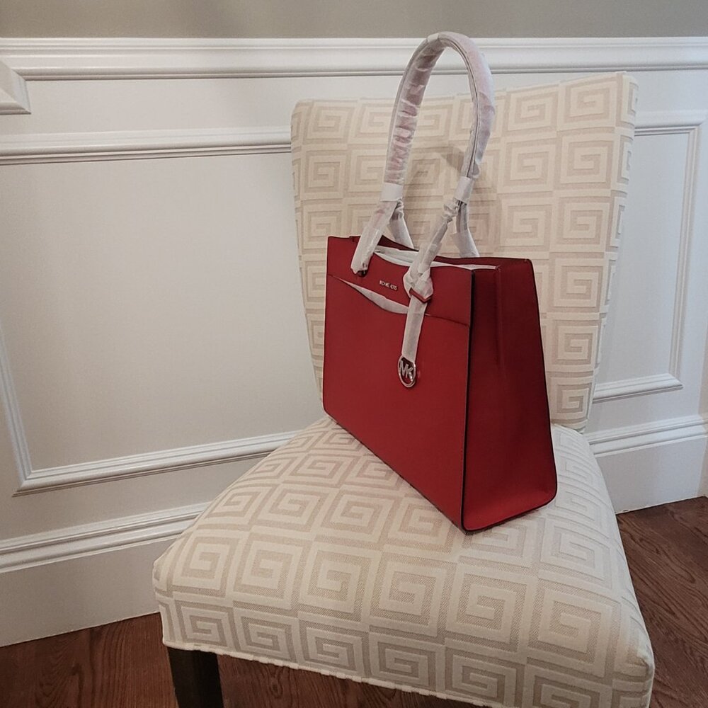 Dark Raspberry Jet Set Travel Large Saffiano Leather Tote Bag. Michael Kors. New - Picture 10 of 10